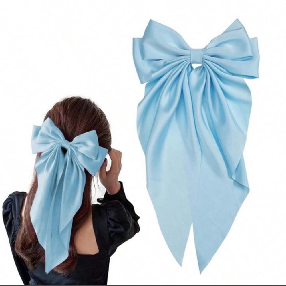 Elegant Blue Hair Bow great for snow day hair